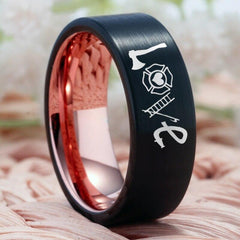 Tungsten Two Tone Love Ring