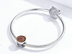 Silver Coffee Cup Charm Bead