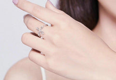 Silver Cross Adjustable Engagement Ring