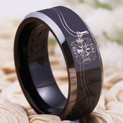 Tungsten Black Fire Department Ring