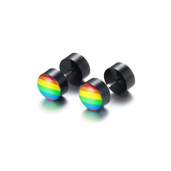 LGBT Pride Black Steel Rainbow Earrings
