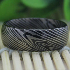 Tungsten Abstract Silver Mens Ring
