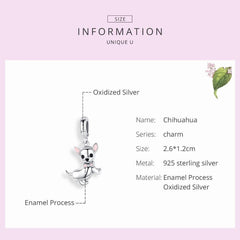 Sterling Silver Chihuahua Dog Charm