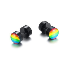 LGBT Pride Black Steel Rainbow Earrings