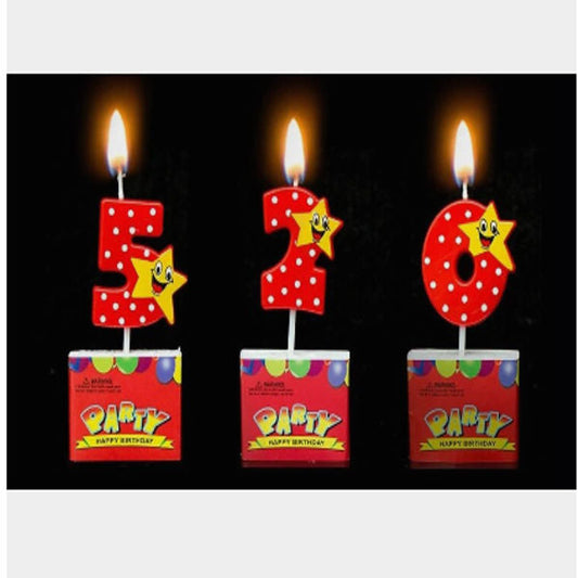 Red Star Birthday Candle Numbers