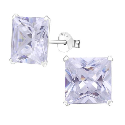 Silver Square Stud Earrings