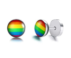 LGBT Pride Rainbow Stainless Steel Stud Earrings