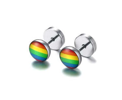 LGBT Pride Stainless Steel Rainbow Stud Earrings