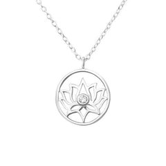 Silver Lotus Necklace Pendant