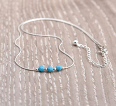 Genuine Turquoise Sterling Silver Choker Necklace