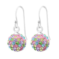 Silver Crystal Ball Earrings