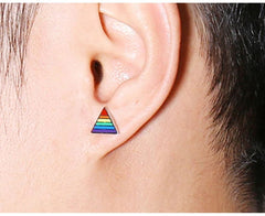 LGBT Pride Rainbow Stainless Steel Triangle Stud Earrings