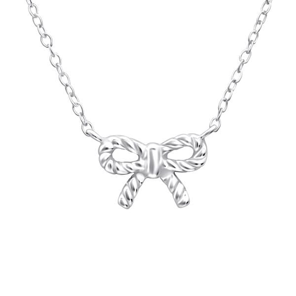 Silver Bow Pendant Necklace
