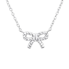 Silver Bow Pendant Necklace