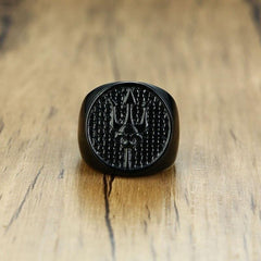 Stainless Steel Mens Black Signet Ring