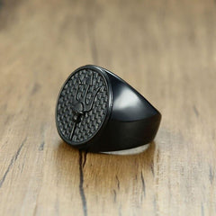 Stainless Steel Mens Black Signet Ring