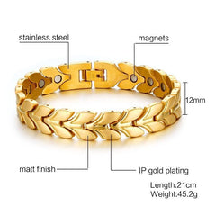 Gold Stainless Steel Magnetic Bracelet Arthritis