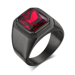 Square Signet Black Stone Rings for Men