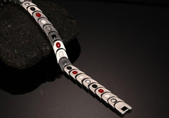 Steel Silver and Gold Mens Magnetic Bracelet