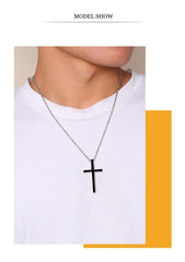 Stainless Steel  Bible Cross  Pendant Necklace for Women Men