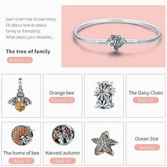 Sterling Silver Starfish Bee Charm Bracelet