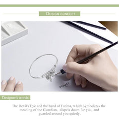 Sterling Silver Hamsa Bangle Bracelet