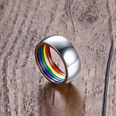 Silver and Rainbow Mens Ring