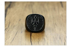 Stainless Steel Mens Black Signet Ring