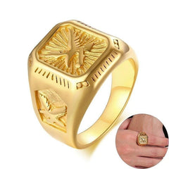Mens Signet Gold Eagle Ring