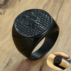 Stainless Steel Mens Black Signet Ring