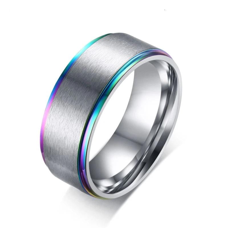 Multi Color Stainless Steel Wedding Band Ring