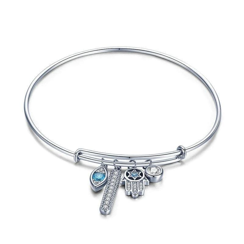 Sterling Silver Hamsa Bangle Bracelet