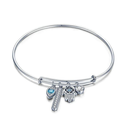 Sterling Silver Hamsa Bangle  Bracelet