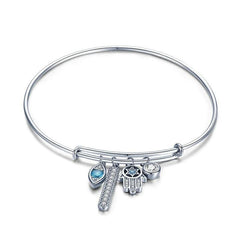 Sterling Silver Hamsa Bangle Bracelet