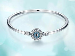 Sterling Silver Blue Eyes  Bangle  Bracelet