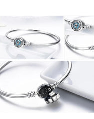 Sterling Silver Blue Eyes  Bangle  Bracelet