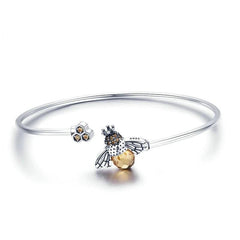 Sterling Silver Bee Bangle Bracelet