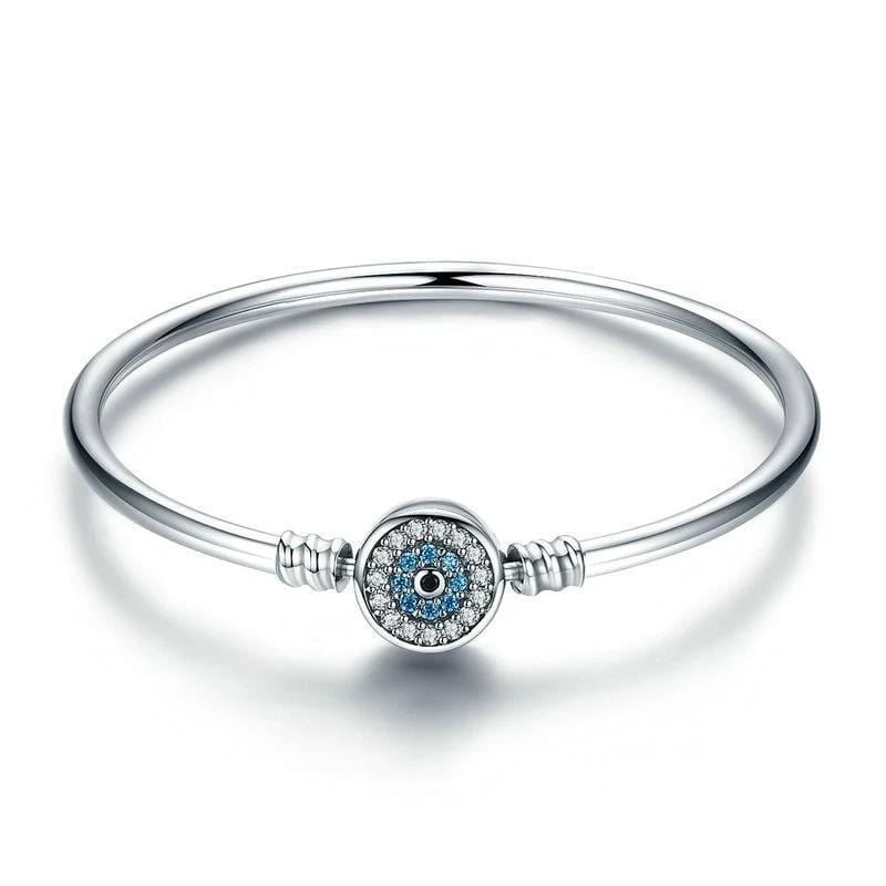 Sterling Silver Blue Eyes  Bangle  Bracelet