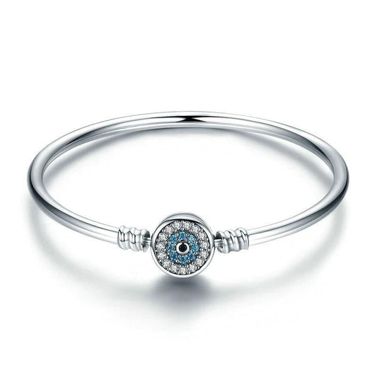 Sterling Silver Blue Eyes  Bangle  Bracelet