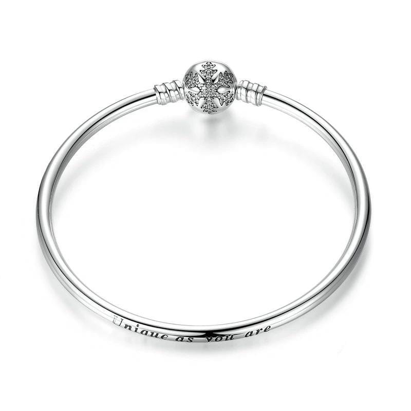 Silver Snowflake Bangle Bracelet
