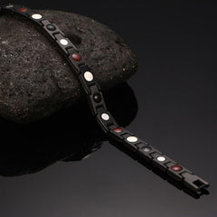 Womens Adjustable Link Bracelet in Black and Gold Tone