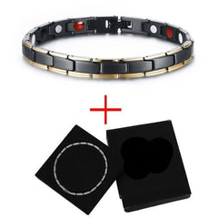 Womens Adjustable Link Bracelet in Black and Gold Tone