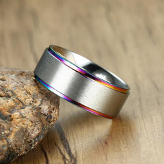 Multi Color Stainless Steel Wedding Band Ring