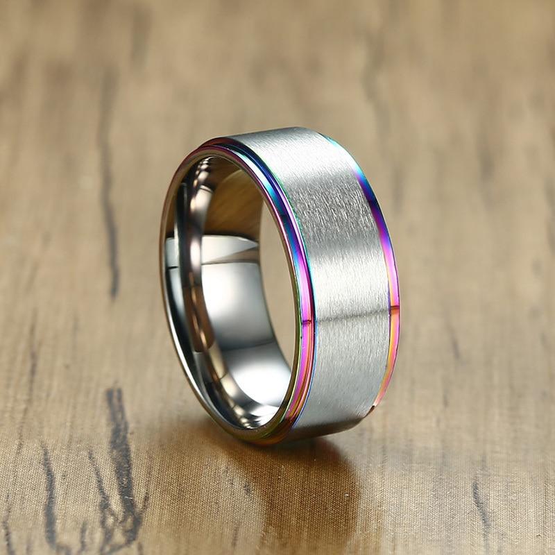 Stainless Steel Multi Color Wedding Band Ring