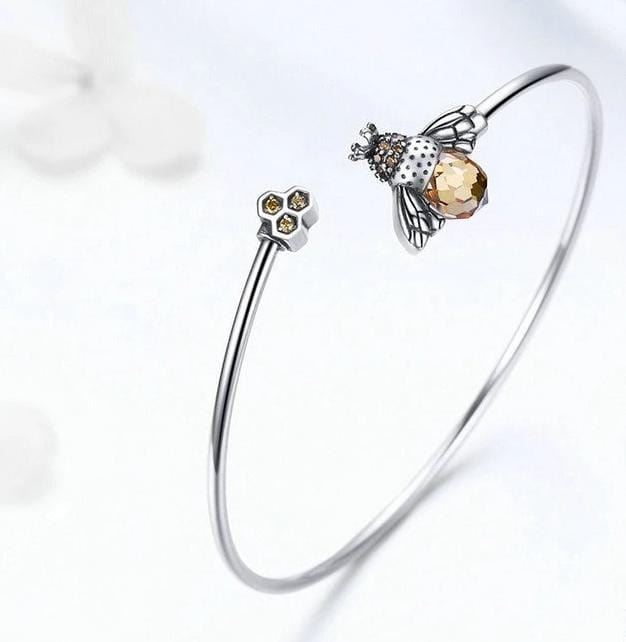 Bee Bangle Sterling Silver Bracelet