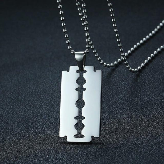 Steel Razor Blade  Pendant Necklace for Men