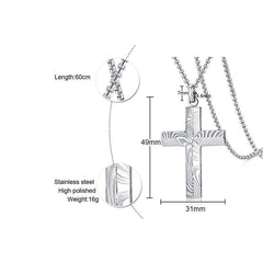Mens Steel Cross Necklace