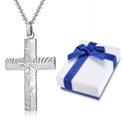 Mens Steel Cross Necklace