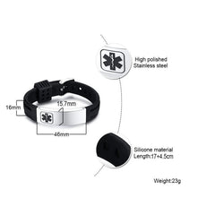 Medical Custom Engraved Silicone Adjustable Alert Bracelet
