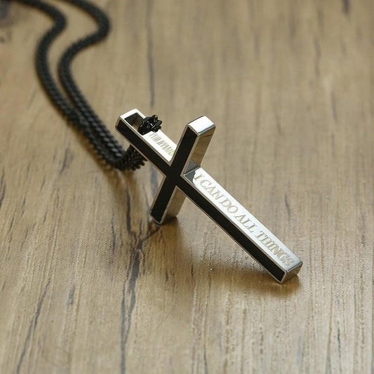 Stainless Steel  Bible Cross  Pendant Necklace for Women Men